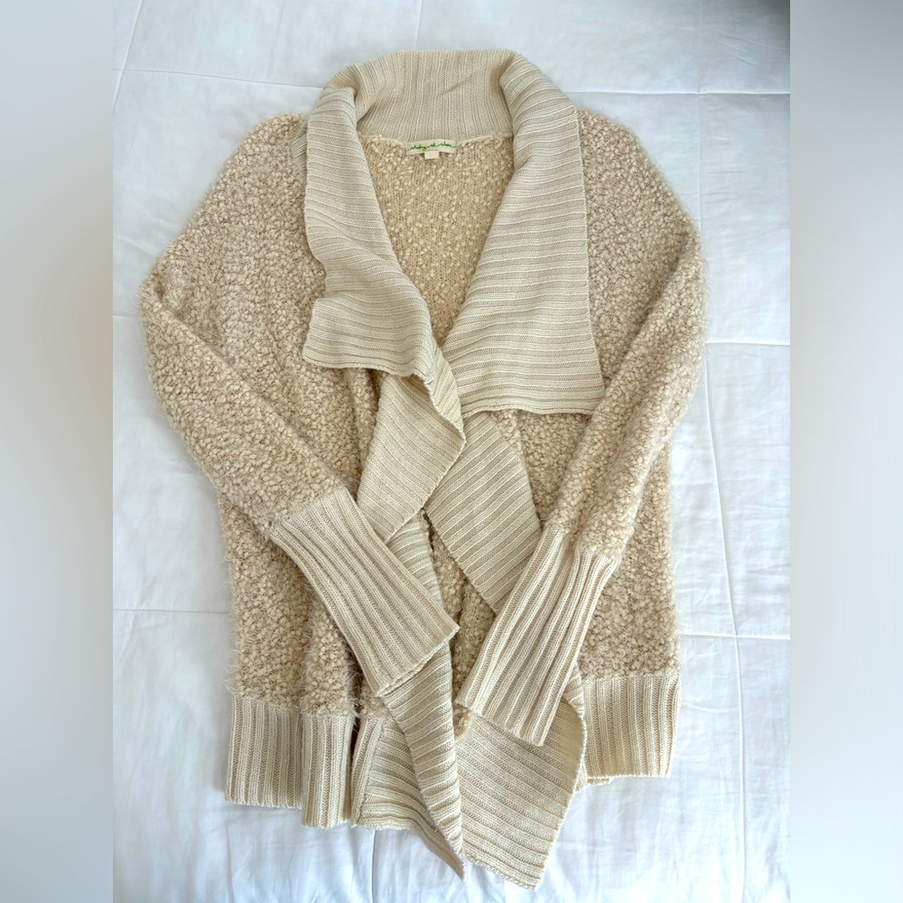 Staring at Stars Nubby Boucle Waterfall Cream Cardigan Size Medium